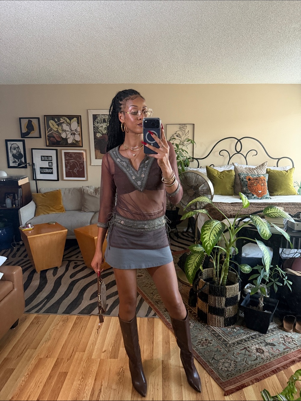 Passport Sheer Embroidered V-Neck Tunic